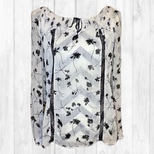 Vera Wang Princess Black & White Sheer Blouse (XL)